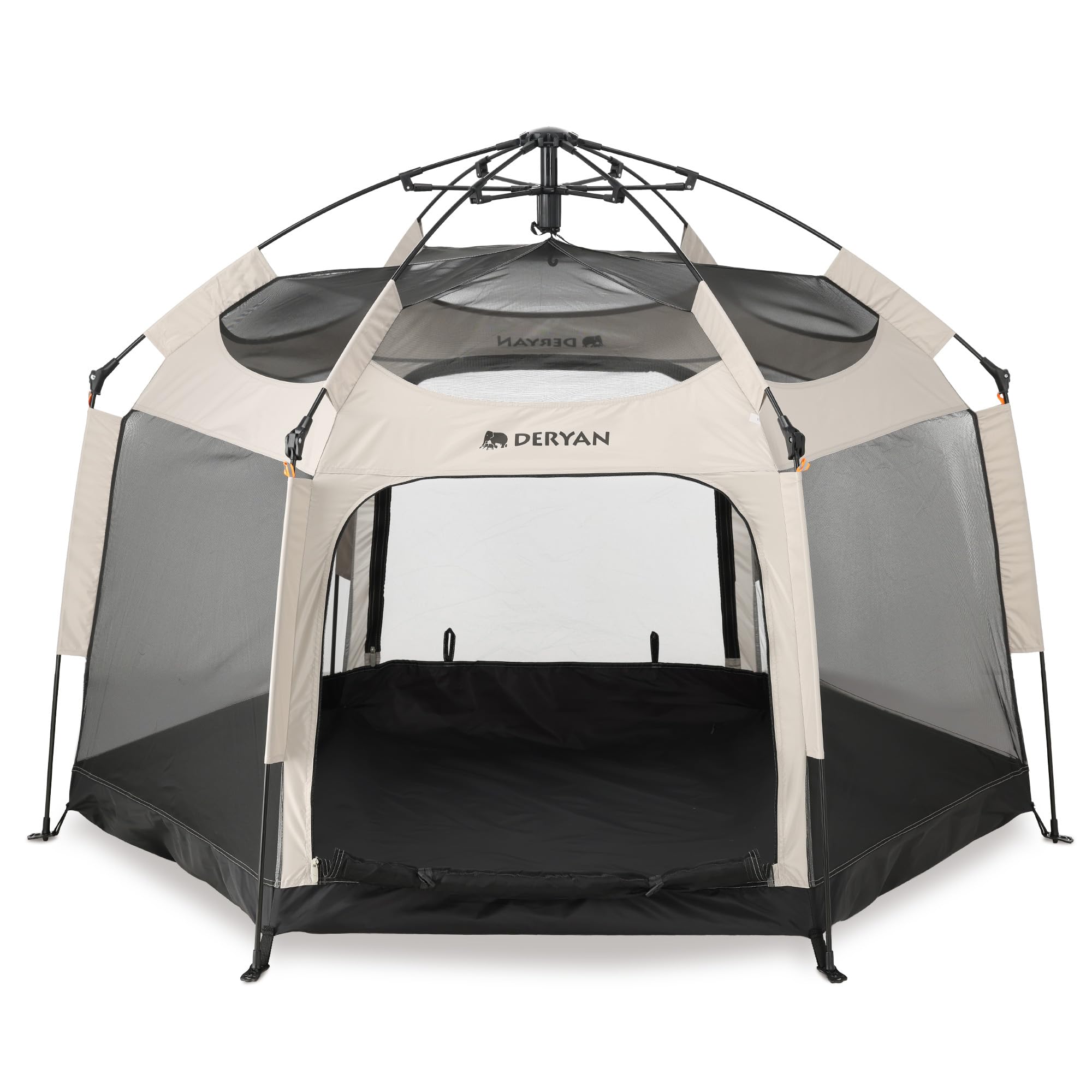 Deryan Up-To-Go - Cama de viaje y caja para niños - Refugio portátil para la playa para bebés y niños pequeños - Plegable con colchón y bolsa de transporte, 150 x 170 x 125 cm, color arena