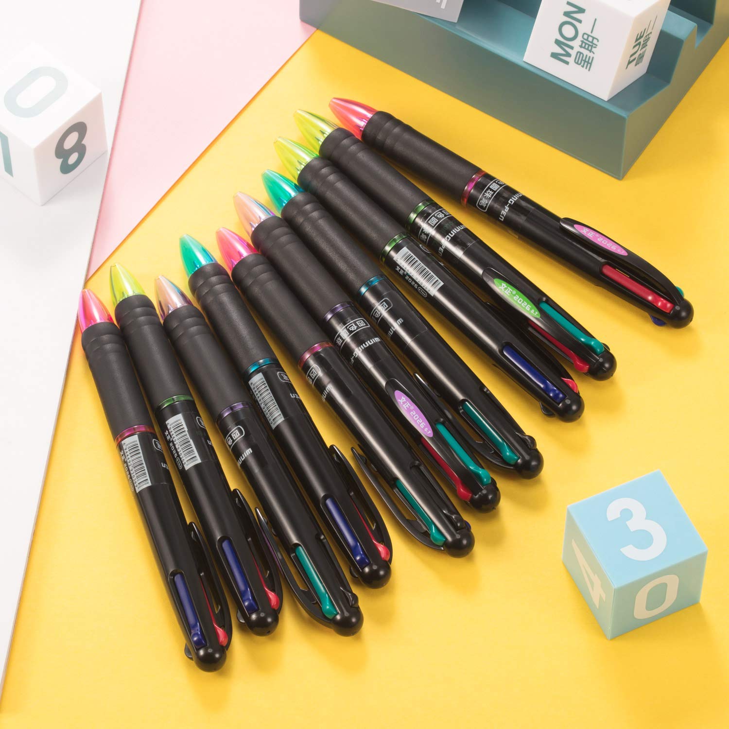 Tadipri Pack of 24 Retractable Ballpoint Pens Multicolour Pens 4 Colours Ink Black, Blue, Red and Green Gel Ink Ballpoint Pen - Image 4