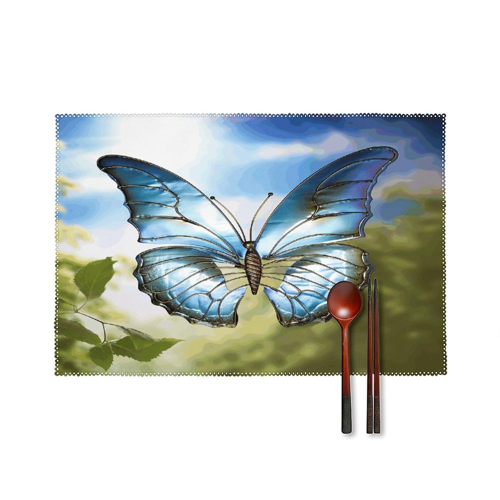 Personalized Beauty Butterfly Placemats Set of 4 Heat Resistant Non-Slip Place Mats for Dining Table Washable Placemat Wipeable Dining Table Mat Canvas Place Mats Dining Table Decor