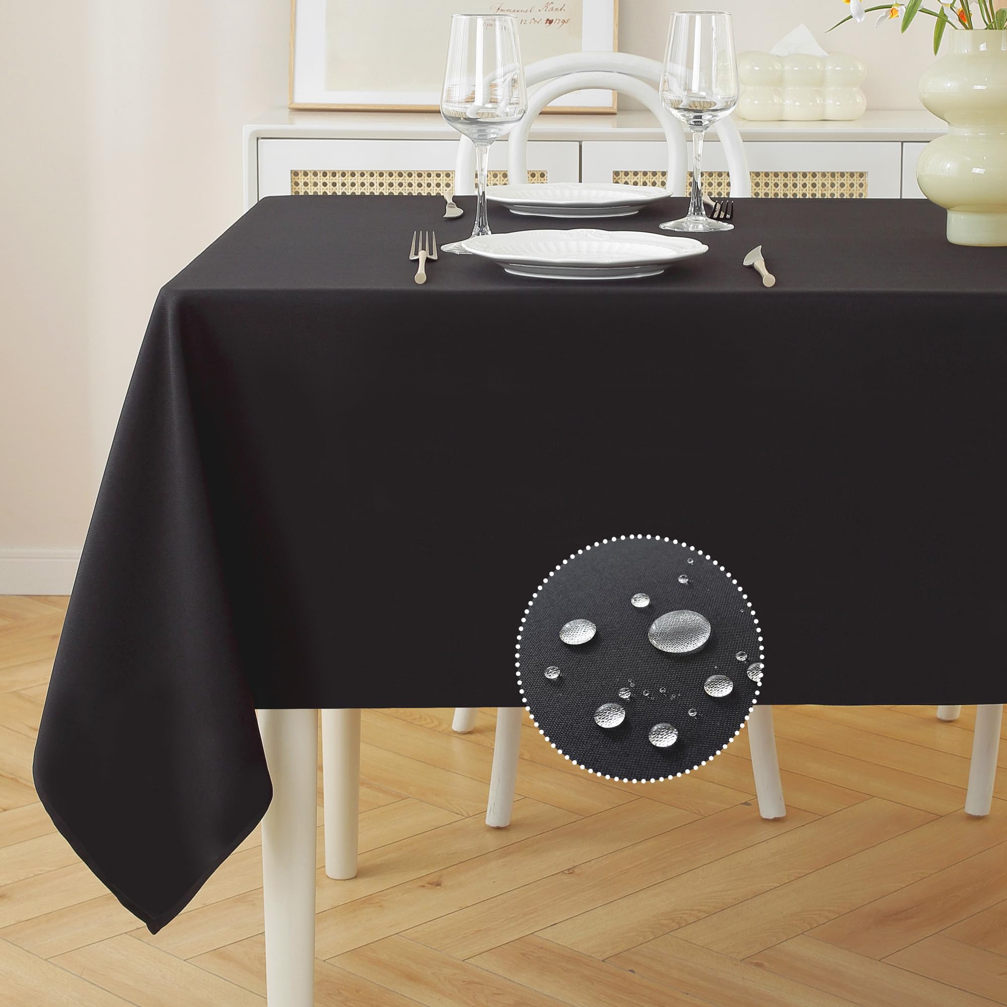 JIALE Rectangle Tables Cloth, Waterproof Stain Resistant Tablecloth, Wrinkle Free Farmhouse Dining Table Cover, Soft Fabric Table Cloths for Dinner/