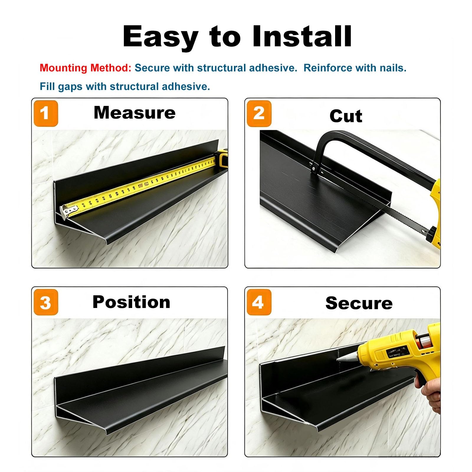 Perfil vierteaguas vertical, fijación con pegamento y tornillos | Deflector de lluvia de aluminio, diseño 90° para aleros, ventanas y balcones(12 Pack)