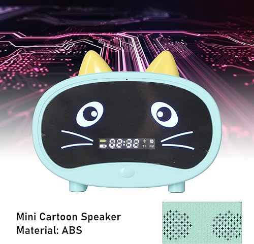 Miniatura 5 de Altavoz Bluetooth, radio despertador pequeña para dormitorios, alarma doble, pantalla LED, bonito diseño de oreja de gato compatible con memoria y