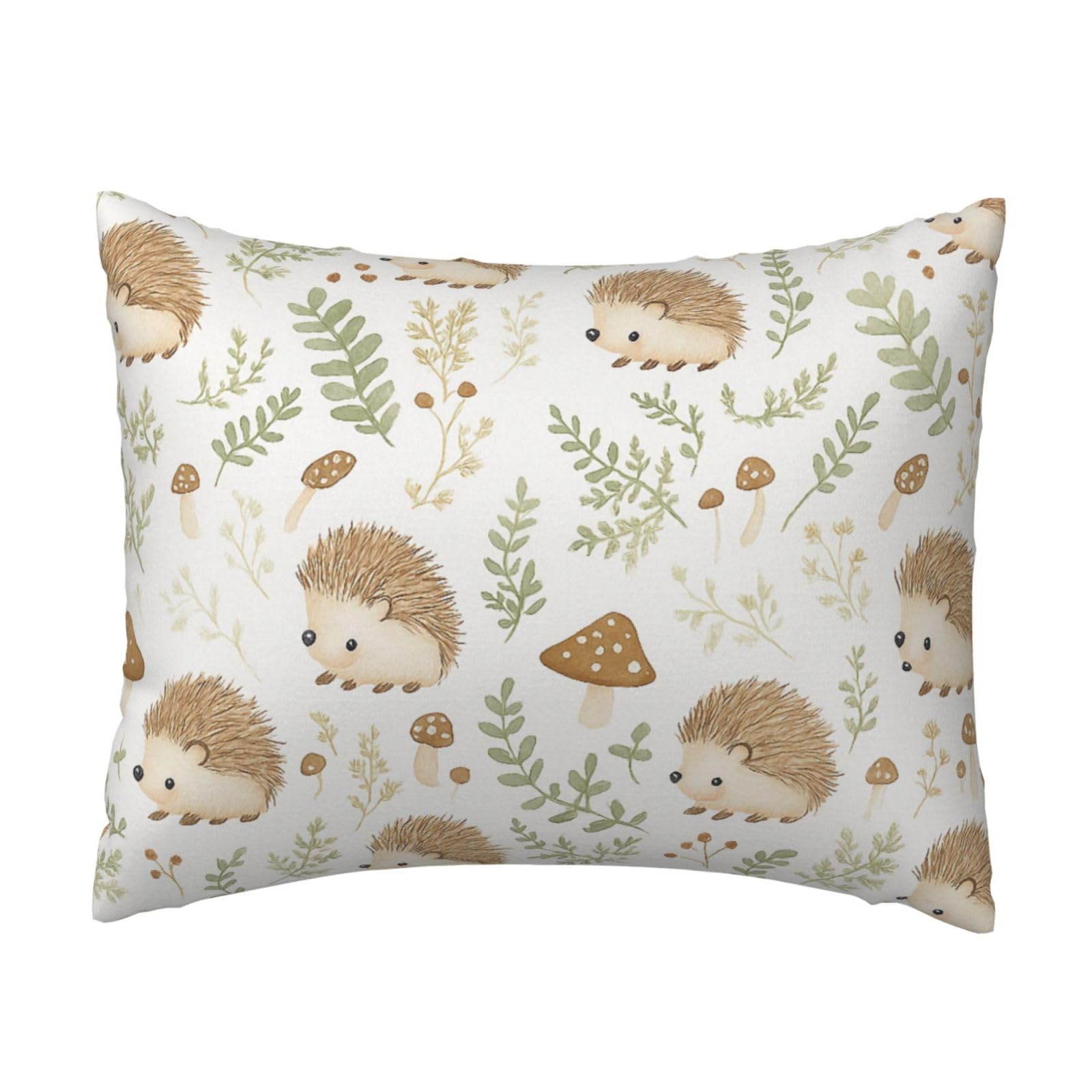 Adorable Hedgehog and Mushroom Pillowcase Soft Plush with Zipper Decorative Pillowcovers 16x20 in