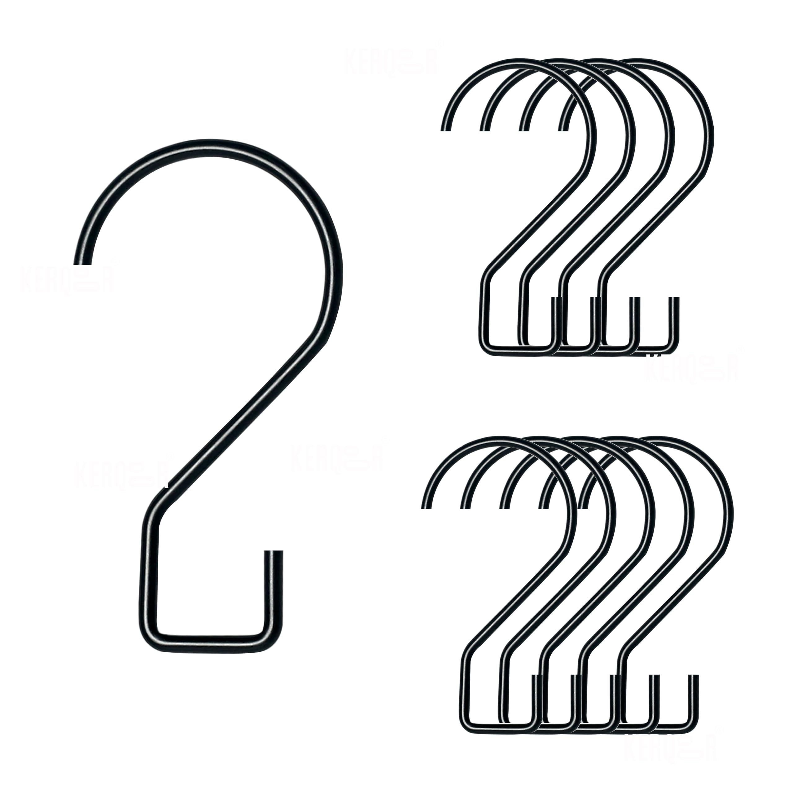 Kerqoor 12Pcs S Hooks Hanging 3 inch Heavy Duty Large S Hooks, Reversible Black Metal S Shaped Hooks, Utility Hooks, Heavy Duty Hanging Hooks for Kitchen, Bathroom, Garden, Indoor, Outdoor-image-33