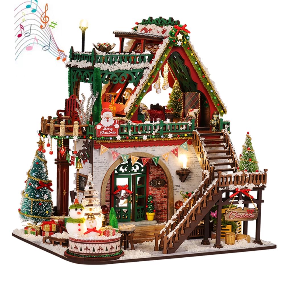 DIY domek dla lalek miniaturowy zestaw DIY Boże Narodzenie domek dla lalek w skali 1:24 lalki dom sklep drewniane puzzle ręce rzemiosło dla dorosłych prezenty urodzinowe