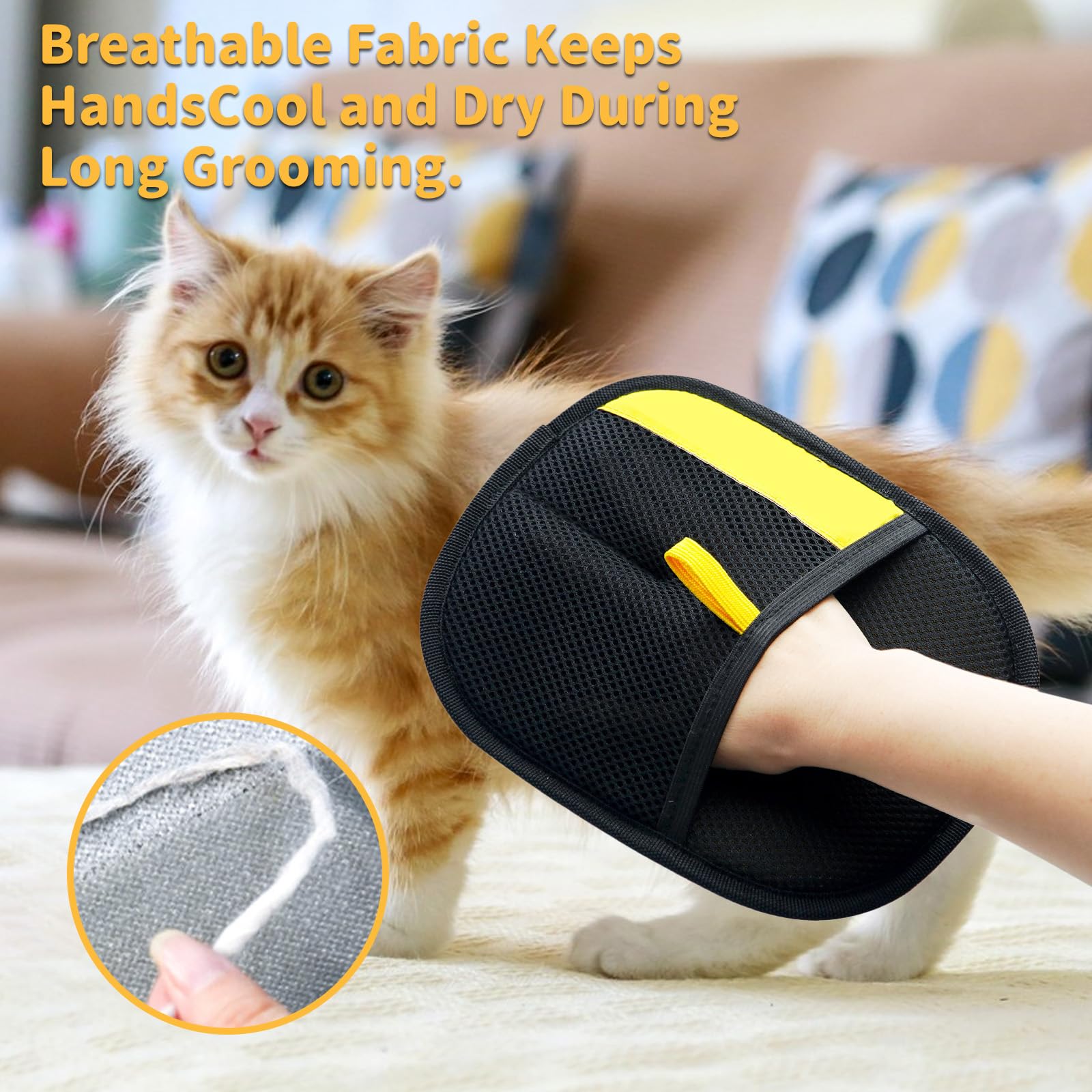 Asheyya 2 Pcs Pet Hair Removal Glove, Reusable Double Pet Grooming Gloves for Grooming Deshedding Washing - Image 3