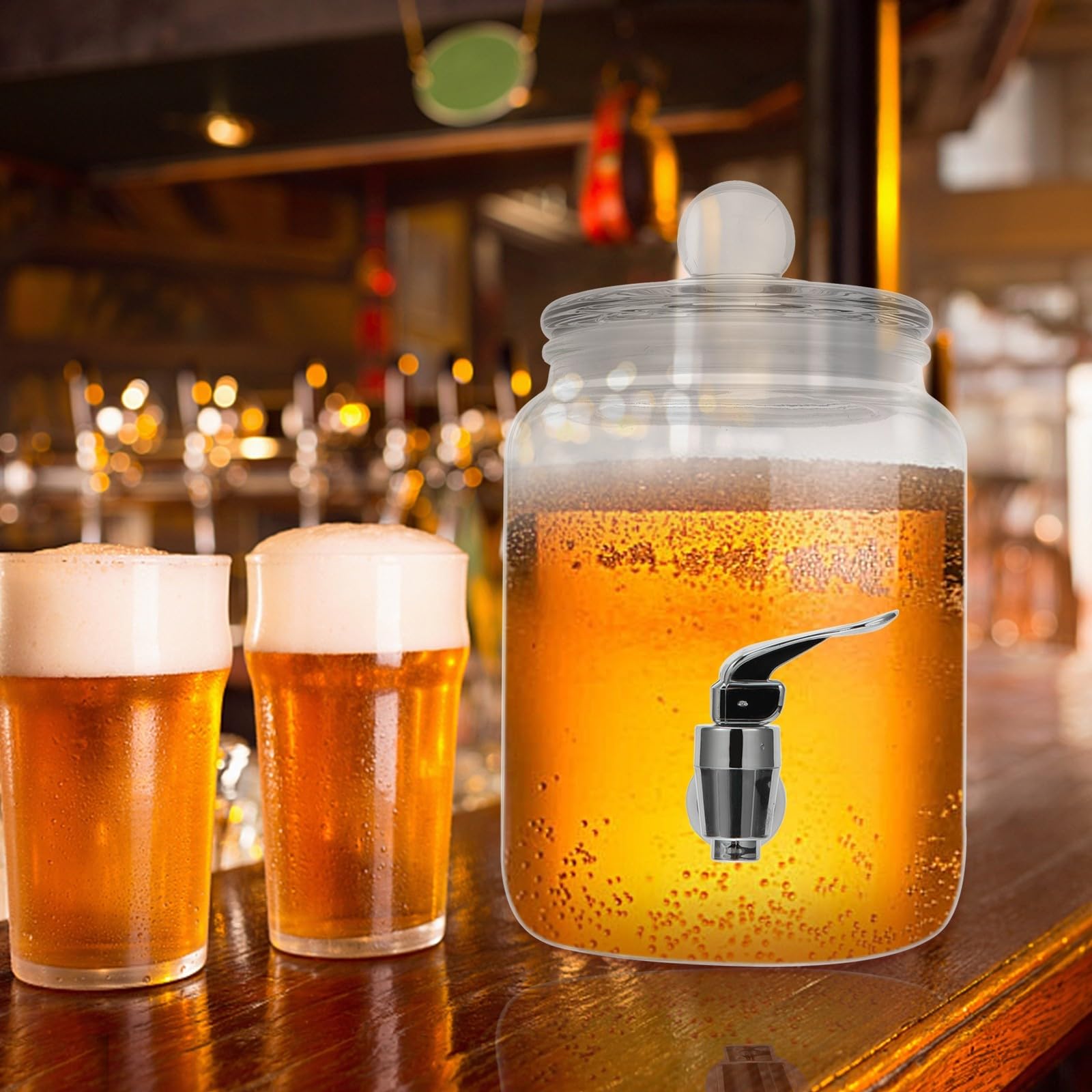 Dispensador de Vino de Cristal 3 Litros Grifo Abs Práctico para Bebidas Frías y Cócteles en Hogar y Fiestas