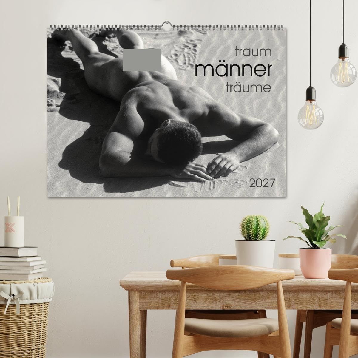 CALVENDO - Traummänner Männerträume (Wandkalender 2027 DIN A2 quer), Monatskalender: Querformatiger Monatskalender mit 13 schwarzweissen Fotos von träumenden Traummännern