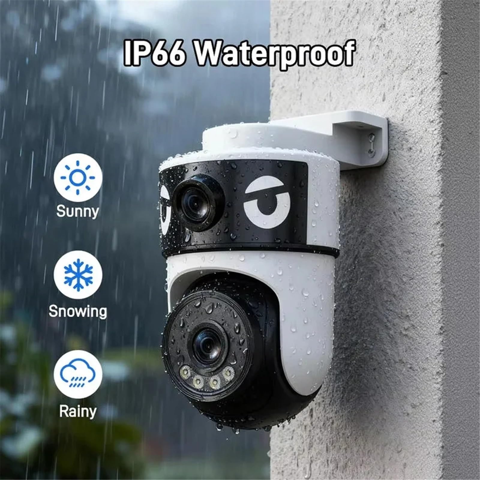 Telecamera IP PTZ di sicurezza WiFi da 10MP esterna Dual Lens 5K Allarme tracciamento automatico Outdoor IP66 Visione notturna Starlight impermeabile per magazzino commerciale(10MP WIFI 64G Card)