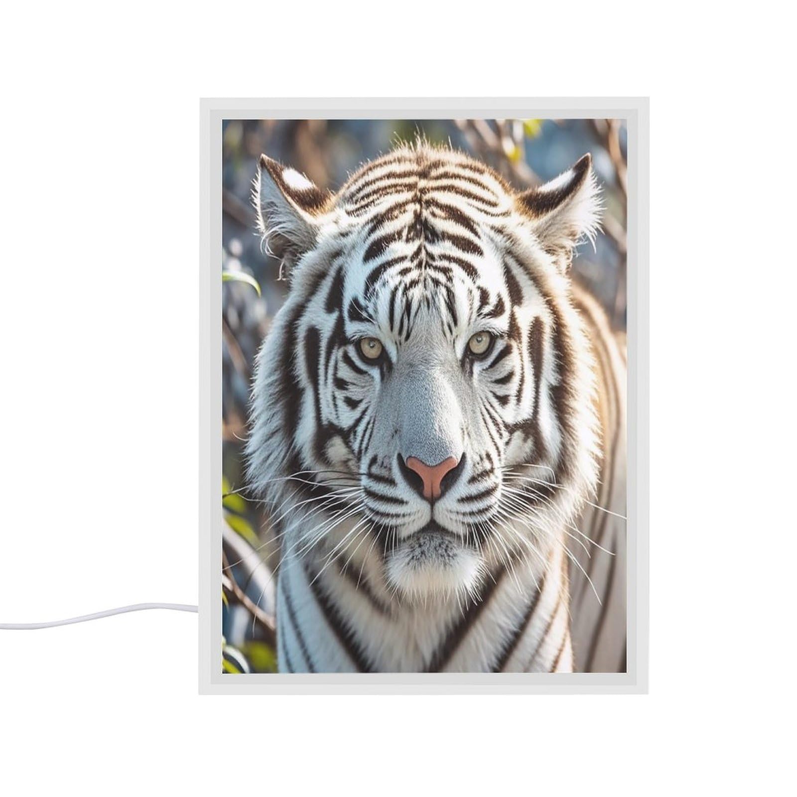 Espejo de tocador de tigre blanco FekiLoot con luces led regulables para tu escritorio