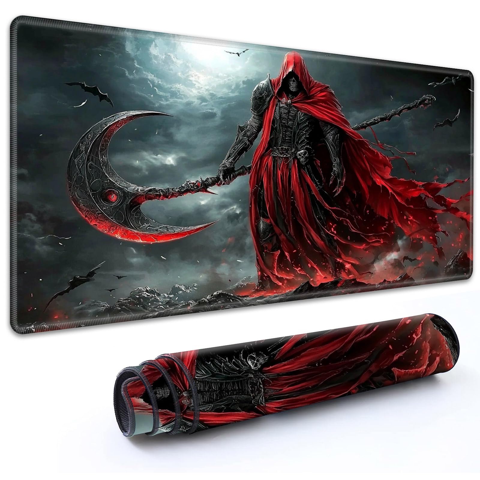 RMJKXQZG for MTG Playmat 35.5" x 19.7"(90cm x 50cm) with High Elastic Rubber Base Non-Slip Rubber Sole HD Printing for TCG Mat Magic Playmats MTG Game Mat, A Grim Reaper with A Scythe 2