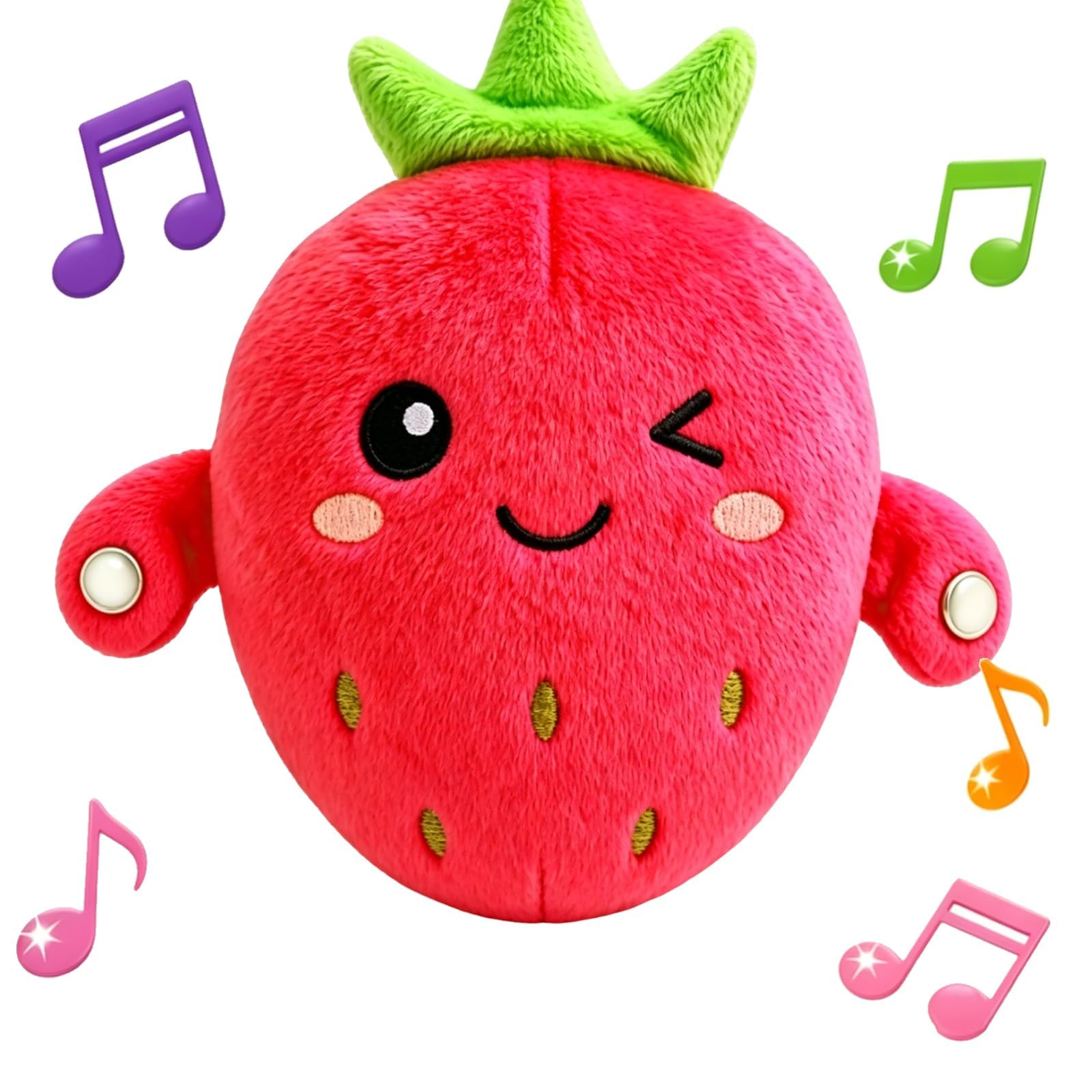 LKHYUKU Interactive Music Plush Toy, Touch Play Make Music, Touch Sensor Musical Stuffed Fruit Toy Educational Interactive Toys Soft Plush Toy for Babies Toddlers Kids Birthday Gift Carrot，Strawberry
