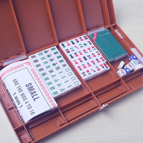 Miniatura 3 de BESPORTBLE Juego de 2 juegos de mesa de mahjong portátil de póquer estera de juego en miniatura chino Mahjong mesa cubierta de mesa Mini juegos de