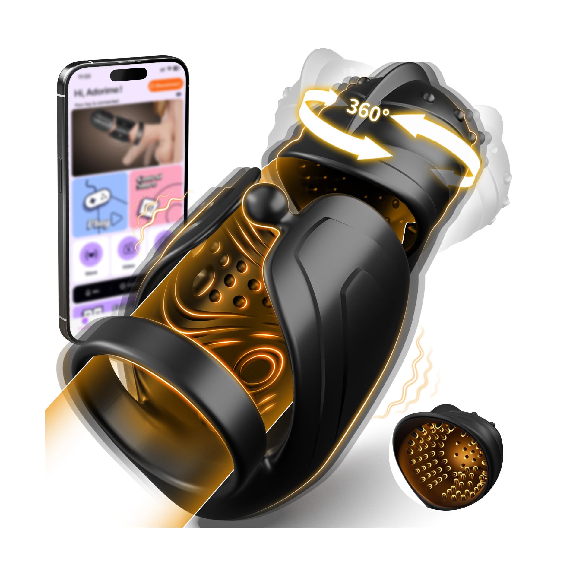 Penis Vibrator Masturbator Sex Spielzeug für die Männer - Penistrainer Masturbieren für Manner mit 360° Swing-Kopf & Starken Vibrationen, Eichel Stimulator Sexspielzeug Vibratorensets für Männer Paare