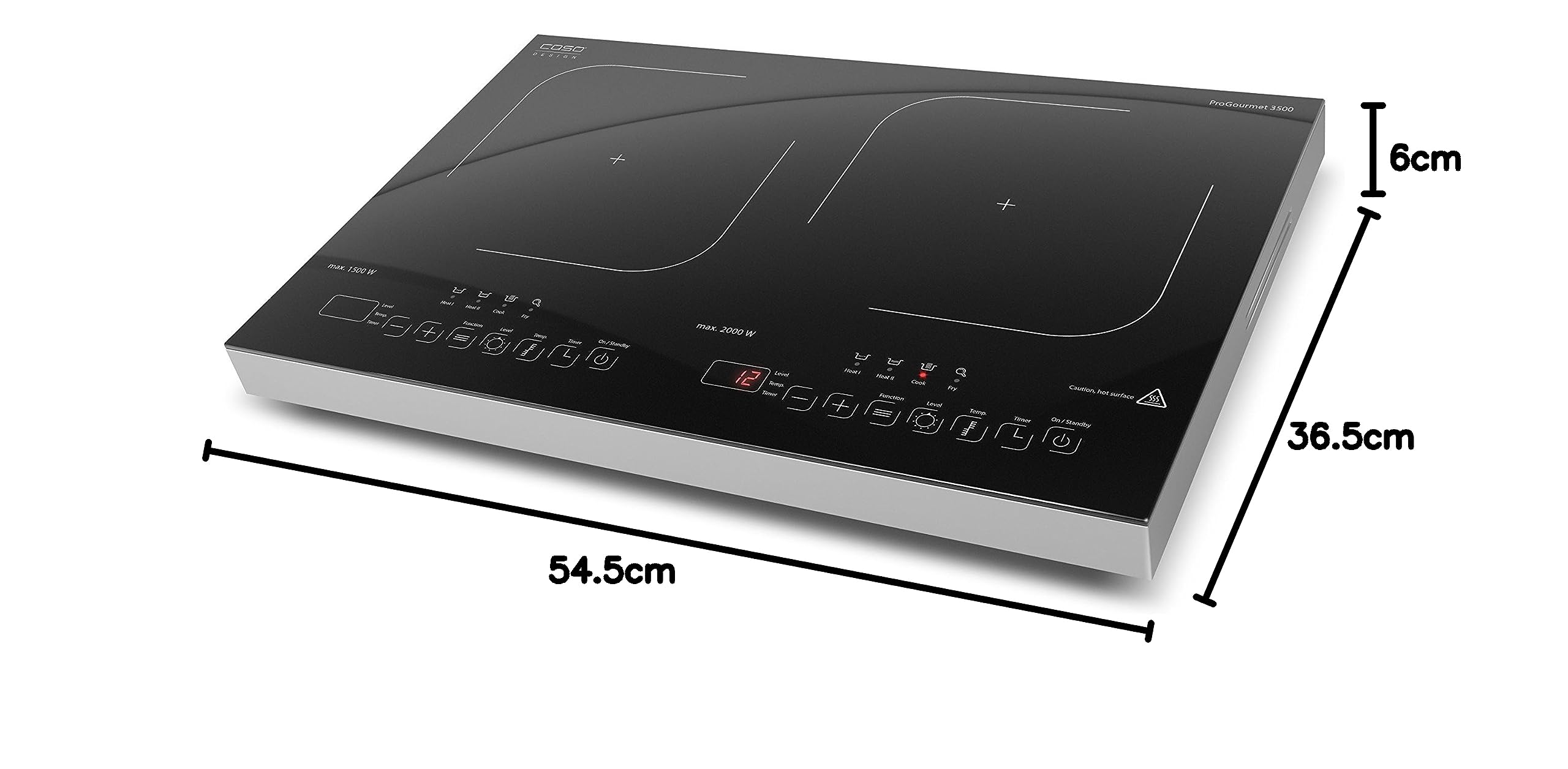 CASO Pro Gourmet 3500 - Mobiles Doppel- Induktionskochfeld, Testsieger Haus & Garten Test, max. 3500 Watt, 60-240°C, 12 Leistungsstufen, für Topfgrößen bis 22cm