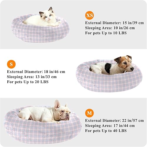 Miniatura 7 de Powder Blue Checkerboard Donut Cuddler Pet Dog Beds fluffier Puppy Beds for Medium Size Pets Sleeping cama elevada para Perros Grandes