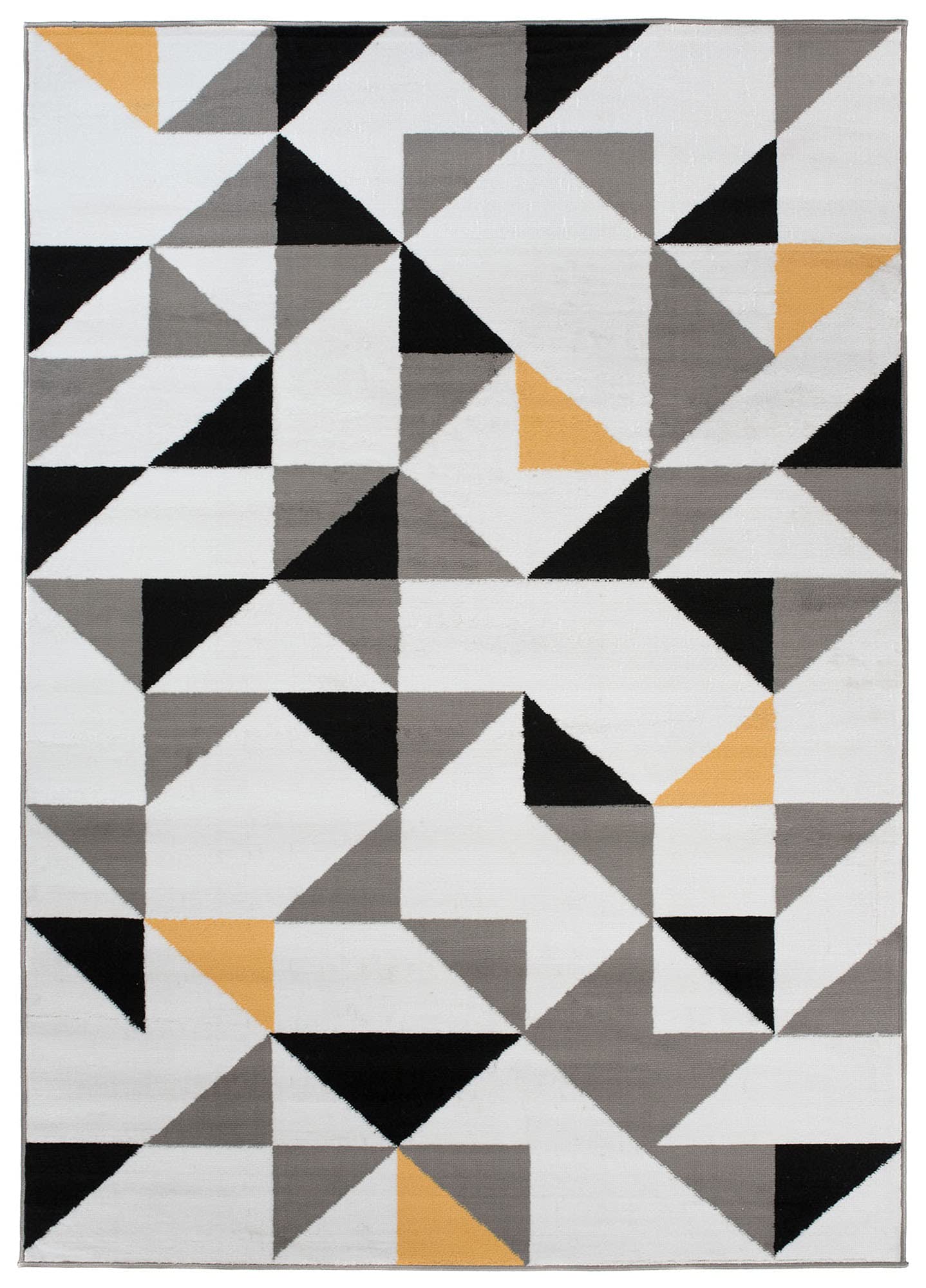TAPISO Maya kolekcja dywan z krótkim włosiem, do salonu, sypialni, biały, szary, żółty, czarny, nowoczesny, geometryczny, trójkątny, do jadalni, biura, Ökotex 160 x 220 cm