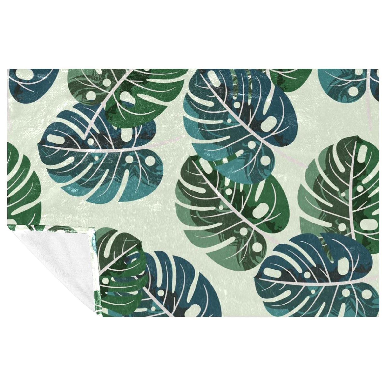 Couverture douce et chaude motif aquarelle vert pour des instants cocooning