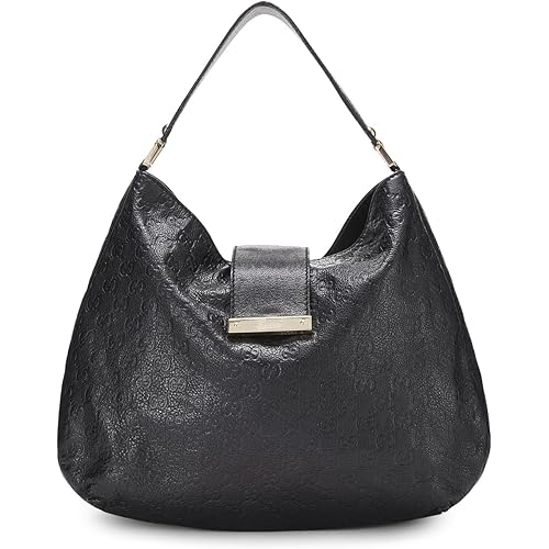 WHAT GOES AROUND COMES AROUND Women's Pre-Loved Gucci Black Guccissima New Ladies Web Hobo Bag