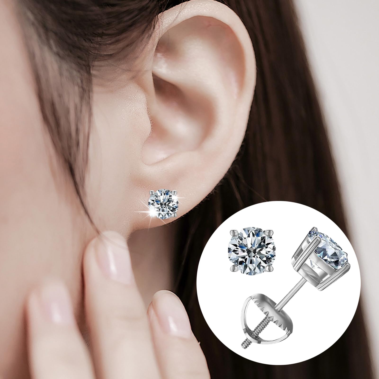 Pendientes Botón para Mujer 1 Par de Joyas Elegantes de 2 quilates