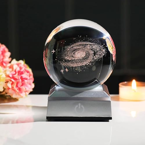 Miniatura 6 de Ornalrist Bola de cristal 3D de 3.15 pulgadas con lámpara de luz, ideas de regalos de astronomía para novios y niños, ciencia universo espacial