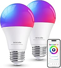 BrizLabs Smart Glühbirne E27 Alexa Lampe, 9W WLAN Dimmbare RGB Warmweiß Kaltweiß Birne WiFi & Bluetooth Smart Bulb, Musik Sync, Kompatibel mit Alexa/Google Assistant, Kein Hub Benötigt, 2 Stück