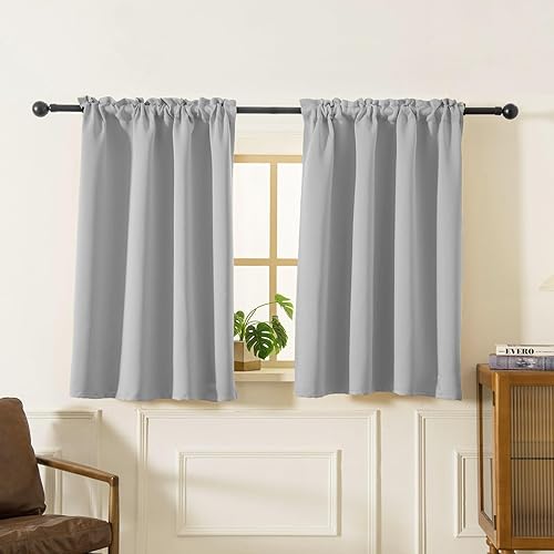 Miniatura 1 de Pickluc Cortinas de cocina de 36 pulgadas de largo, 2 paneles, cortinas opacas con bolsillo para barra, cortina corta negra para ventana pequeña, 42