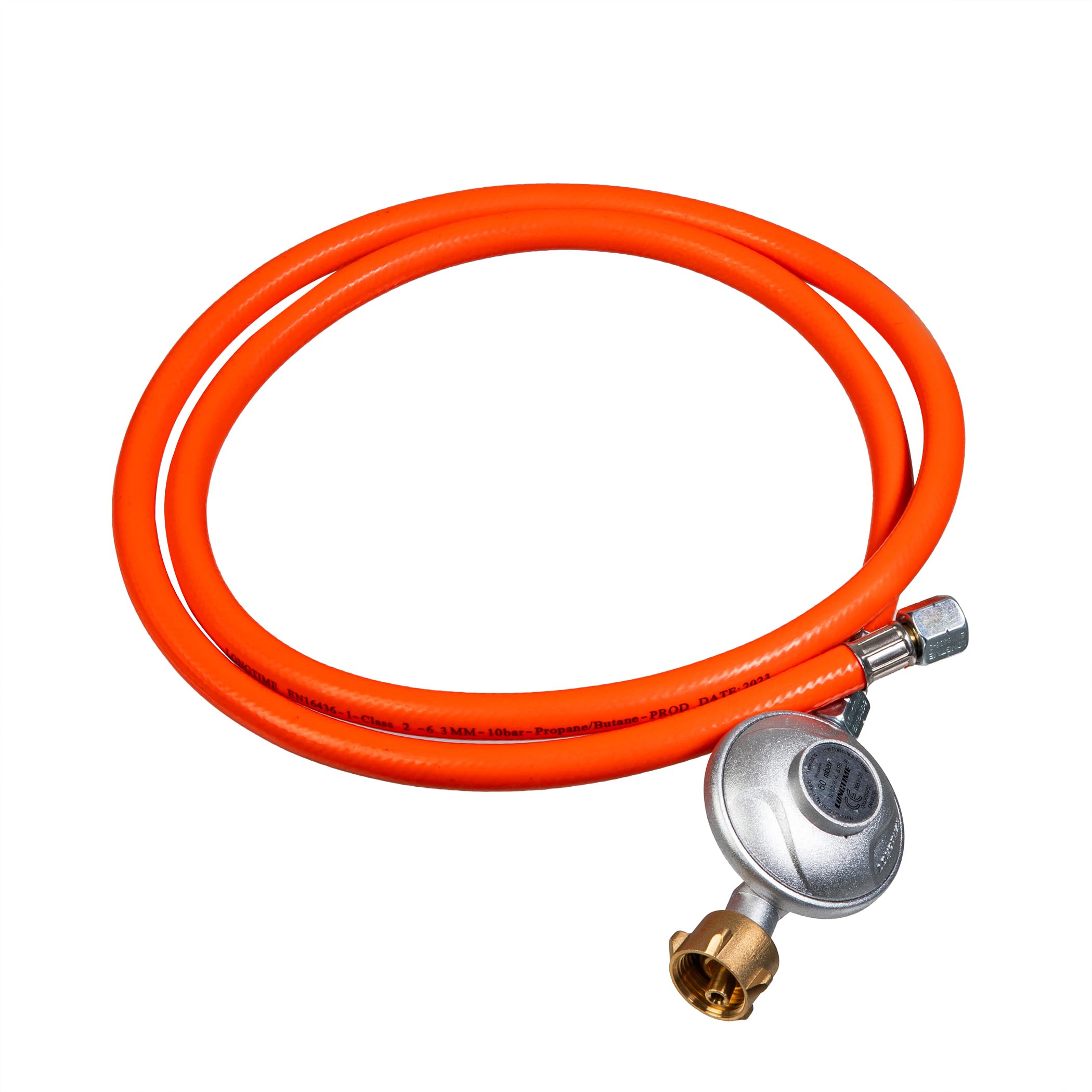 Gaskocher Edelstahl Campingkocher mit 5,5 kW Leistung, Piezozündung, Zündsicherung, 150 cm Gasschlauch, Druckminderer 50 mbar, Pfannenständer aus Emaille (1-flammig)