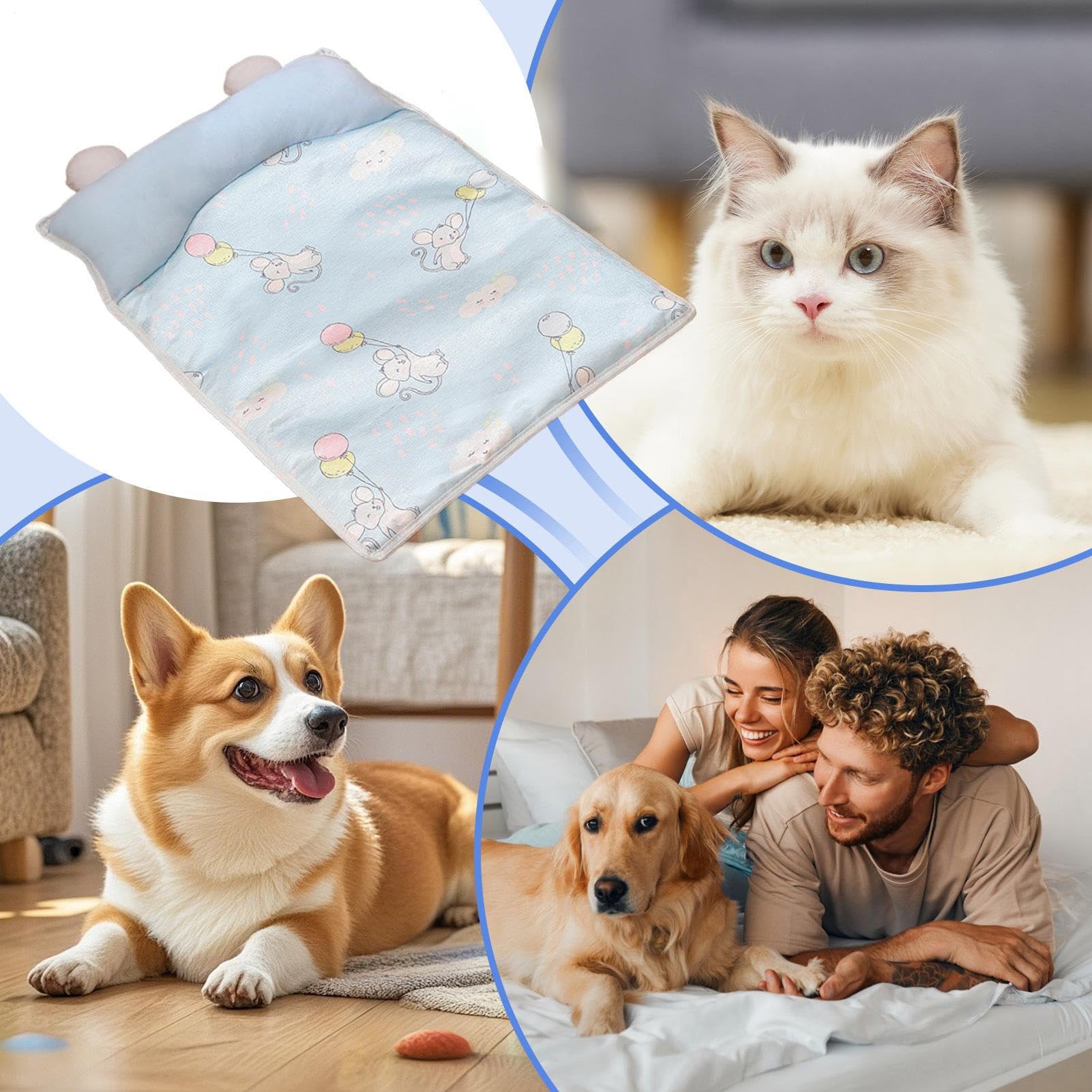 Generisch Tappetino rinfrescante per cani, tappetino refrigerante per animali domestici con cuscino, 45 x 35 cm, traspirante, per gabbia, cuccia, auto, uso interno o esterno, ideale dopo l'esercizio e