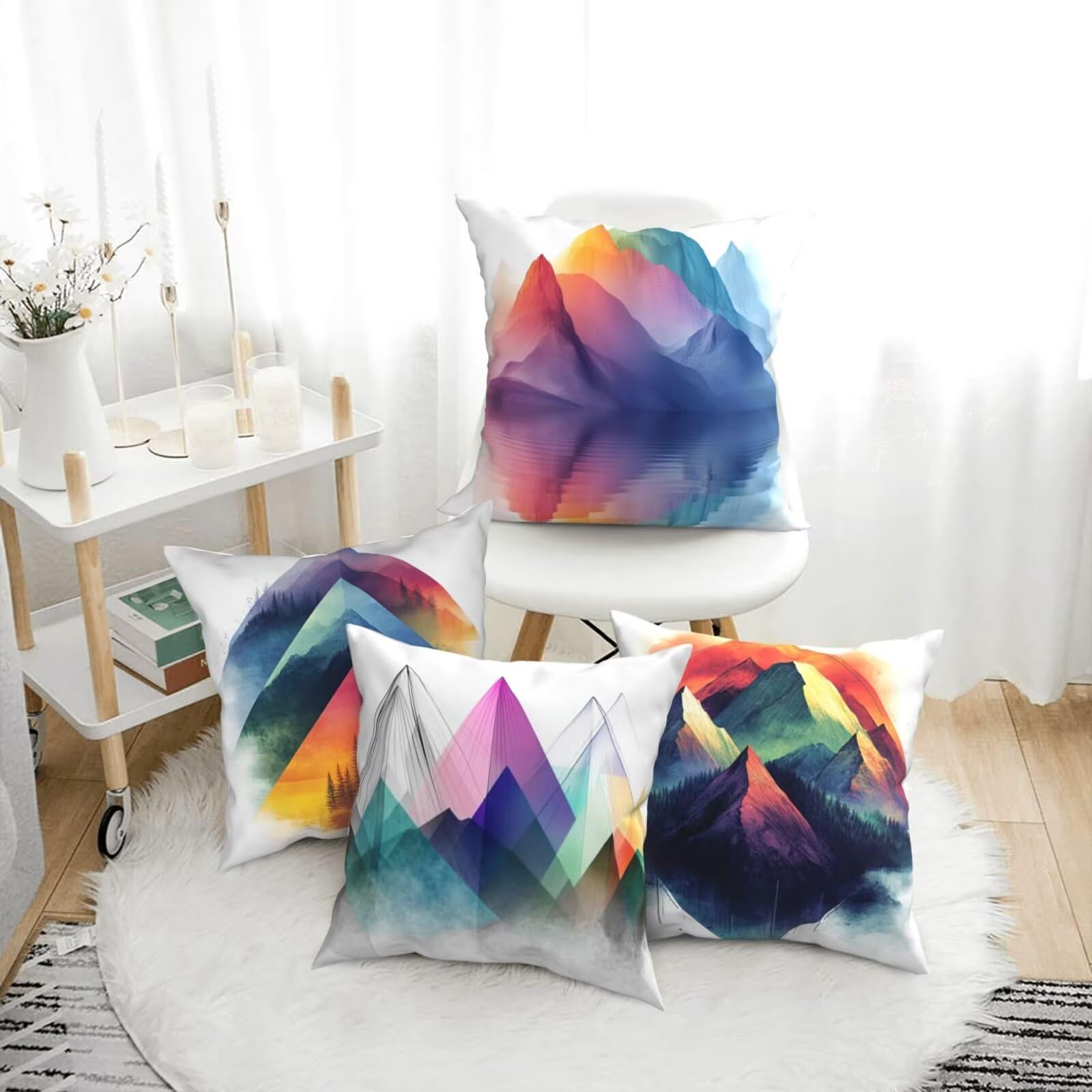 Tuinkussens, mandala-kussenslopen, set van 4, kussens in nationale