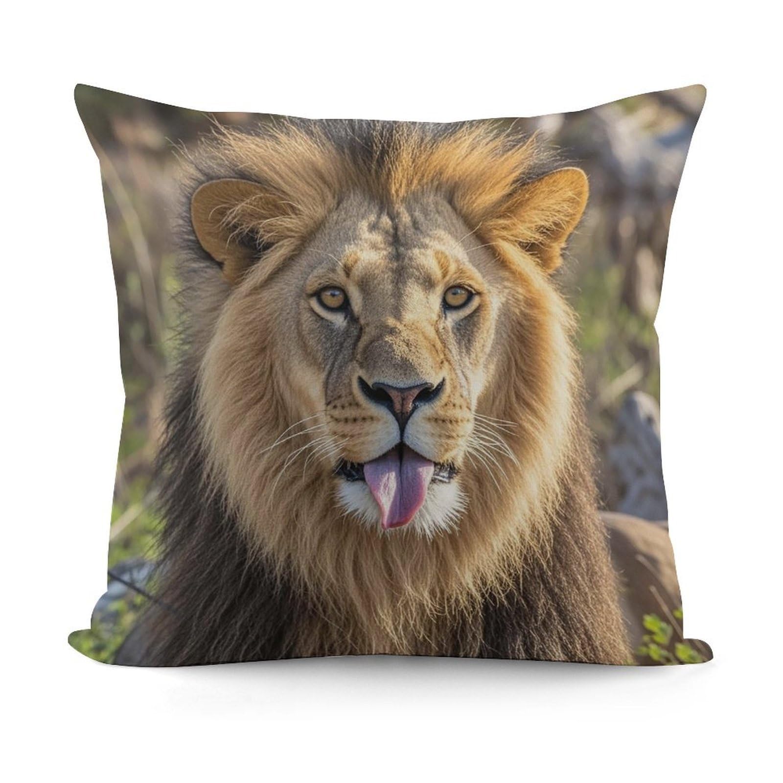 LZQPOEAS Lion Sticks Out Tongue Throw Pillow Cover 18x18 in Breathable Square Pillow Case Cozy Soft Pillowcase Protector Fashion Modern Couch Cushion Case for Living Room Bed Sofa Decor