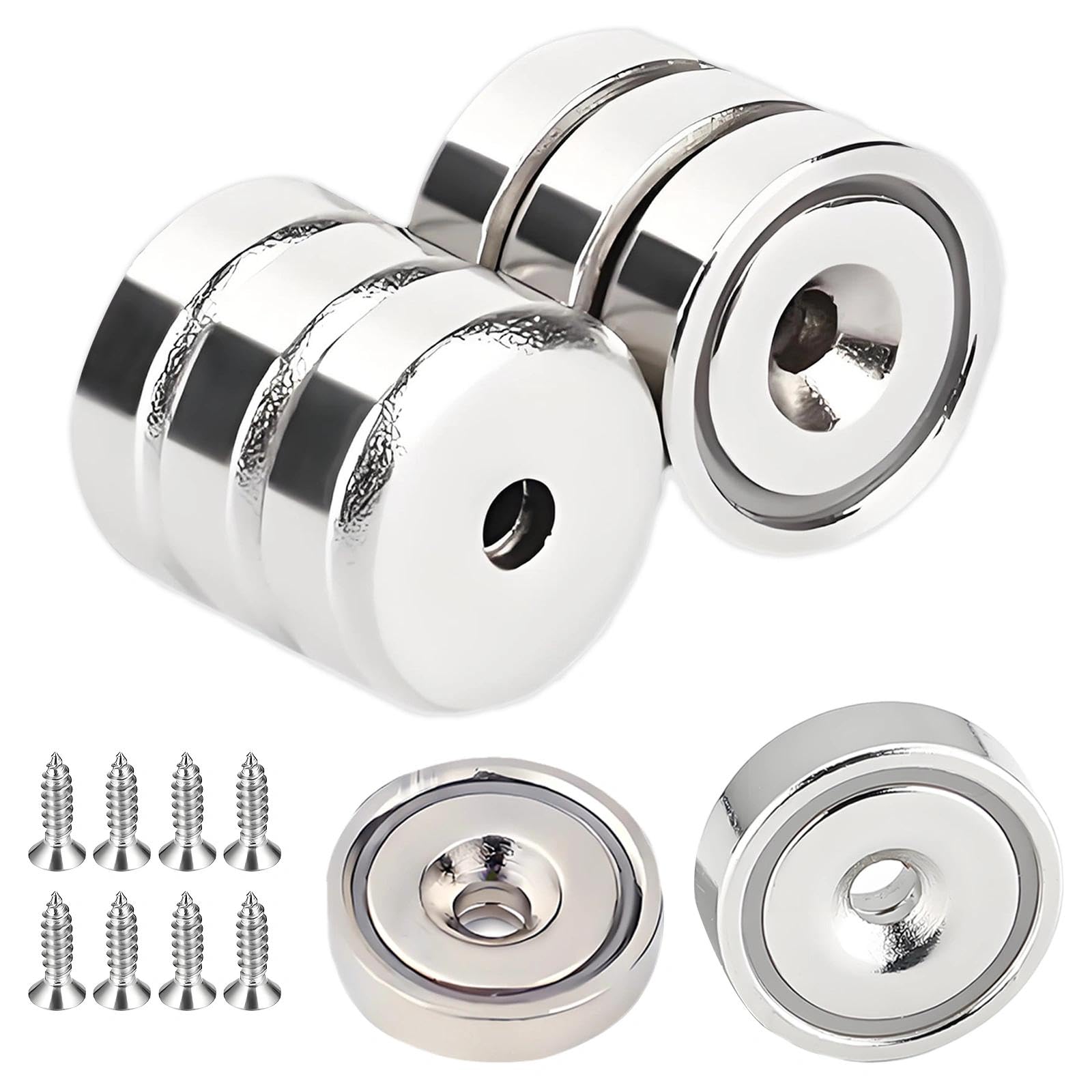 8Pcs Neodymium Magnets with Countersunk Hole & Mounting Screws, 6kg Max Pull Force, 16mm Round Disc Magnet, Waterproof Heavy Duty Magnets for DIY Crafts & Household Mounting