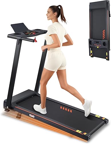 Cinta de correr con inclinación, 3.0 HP Cintas de correr pequeñas para el hogar con capacidad de 300 LBS, caminadora con almohadilla de inclinación