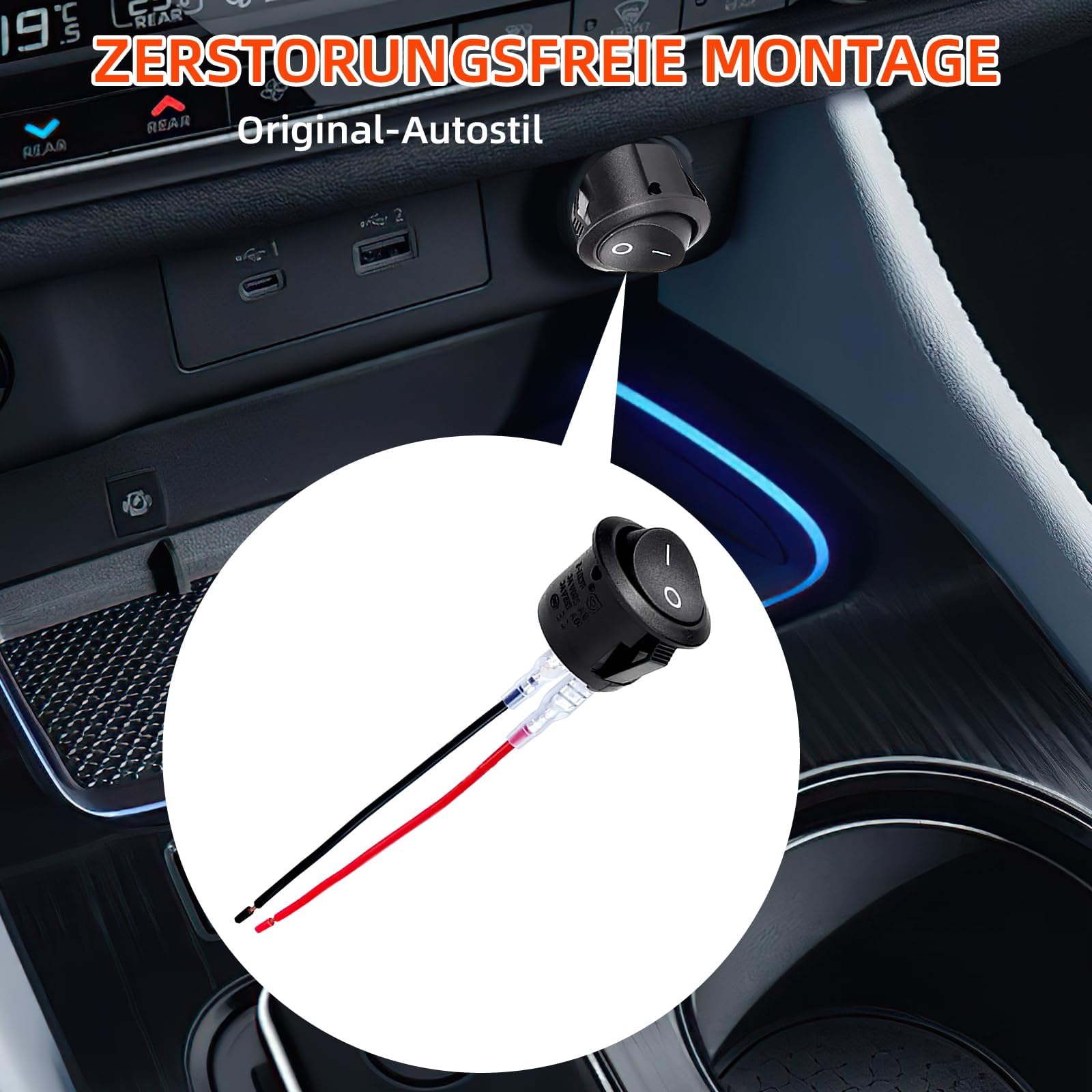 5 Piezas Interruptor 12v con Alambres Soldados,2 pin,Interruptores Pequeño Negro,Interruptores de Palanca,Mini de Encendido,Botón Coche,para Remolque,Coches,Camiones,Jeep(6A-125V CA,3A-250V)