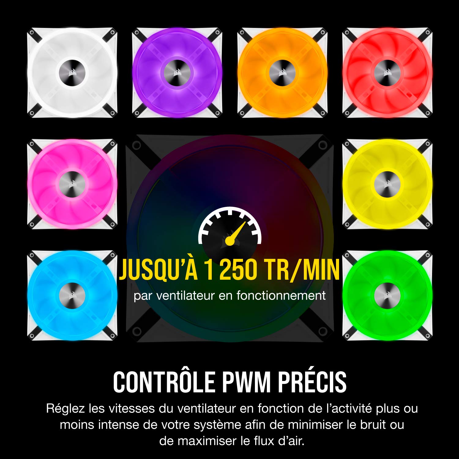 Corsair iCUE QL140 RGB, Ventilateur LED RGB PWM 140 mm (34 LED Paramétrables Individuellement, Allant jusqu’à 1 250 TR/Min, Faible Bruit) Simple Pack - Blanc