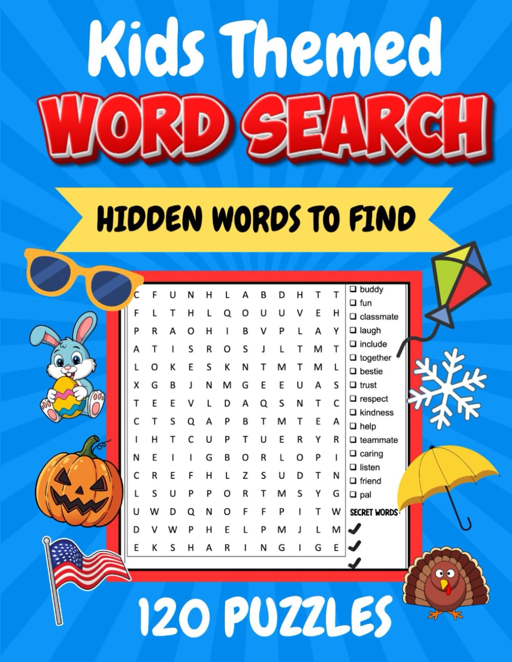 Kids Themed Word Search: Hidden Words to Find 120 Puzzles