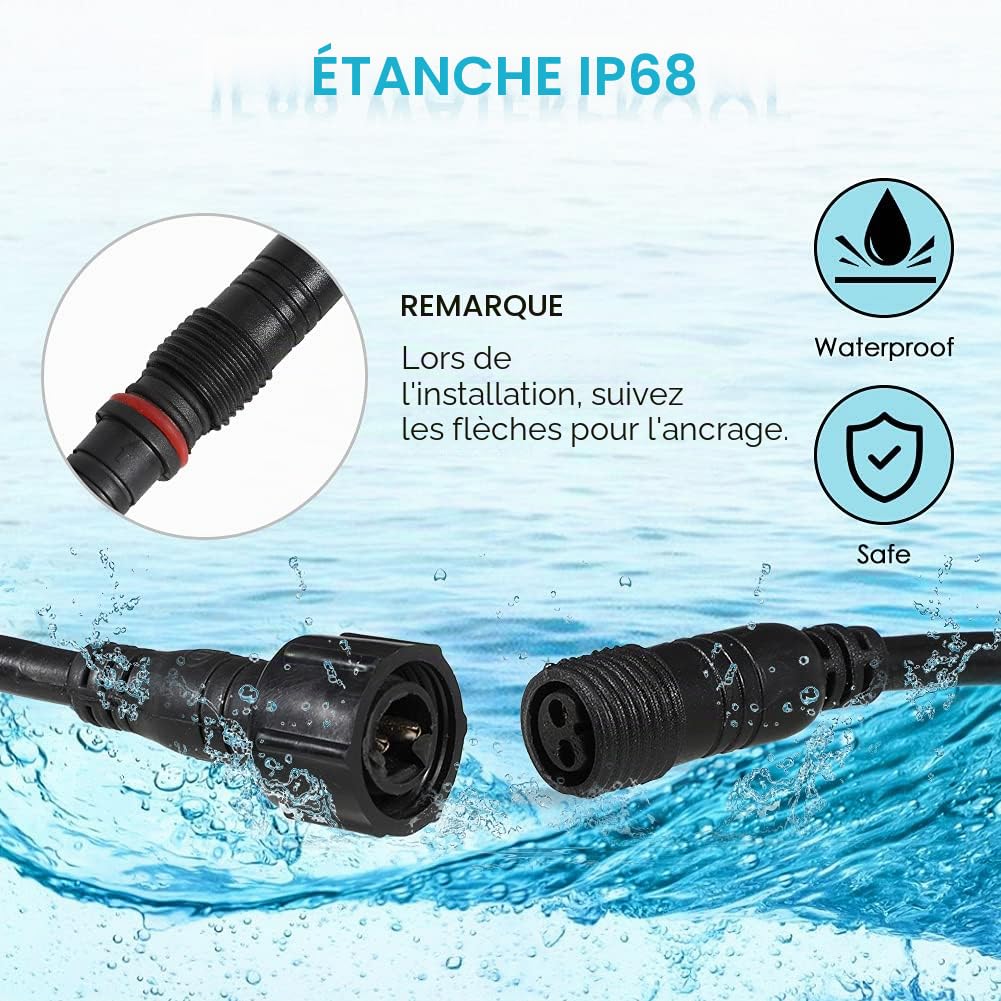 Greensen Lampe de Fontaine Sous-marine RVB pour éclairage de Décoration 90-265 V, Coque en Acier Inoxydable 5050 RVB, Excellente Performance d'étanchéité (Prise UE)