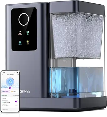 Silonn Nugget Ice Maker Countertop with APP & Voice Control, Self Cleaning Ice Machine with 3L Large Water Tank, 40 lbs/24H Soft Chewable Ice, Portable Pebble Ice Maker for Home, Kitchen and Party