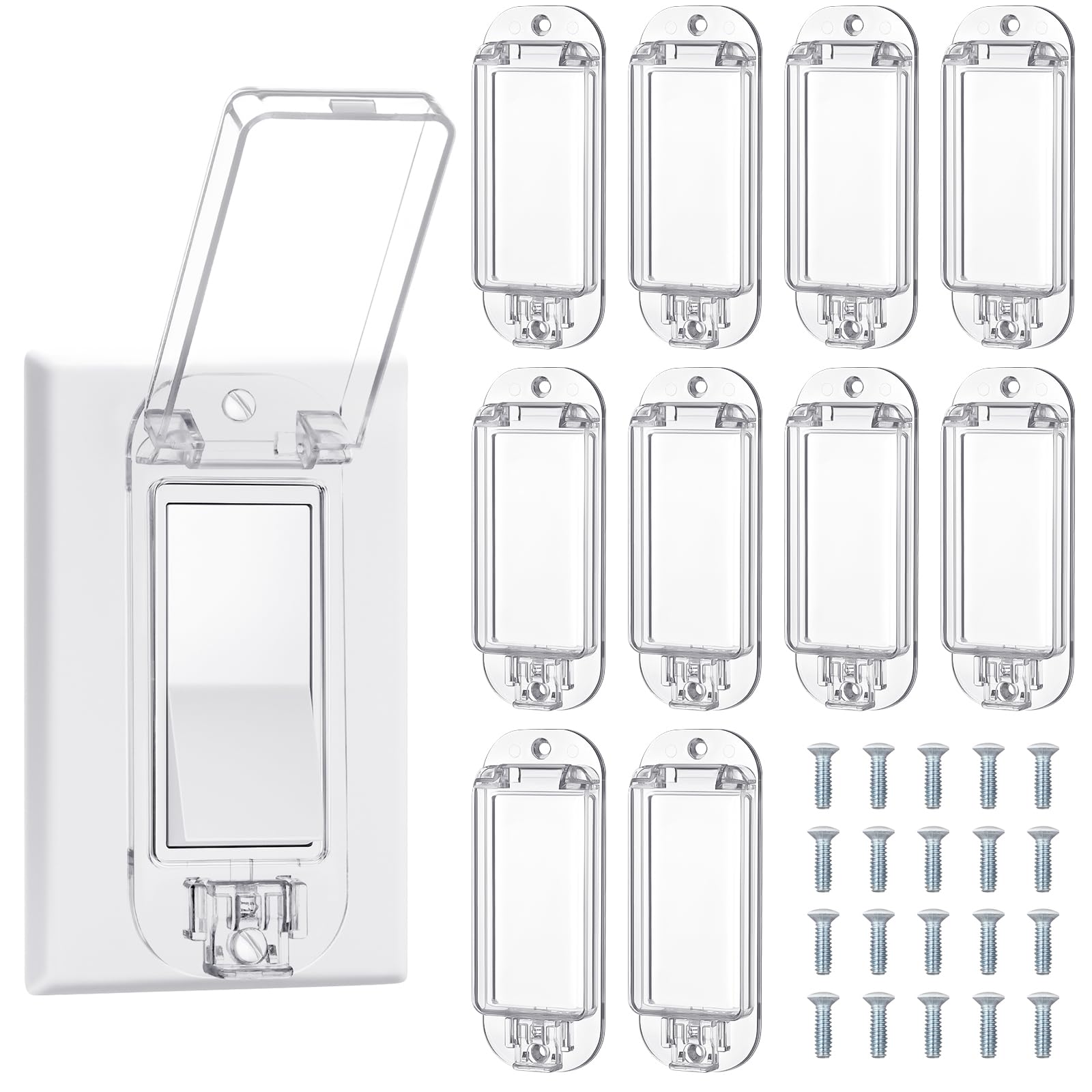 Tellegloww 10 Pack Light Switch Guard Cover Baby Child Proof, Clear Clear 10