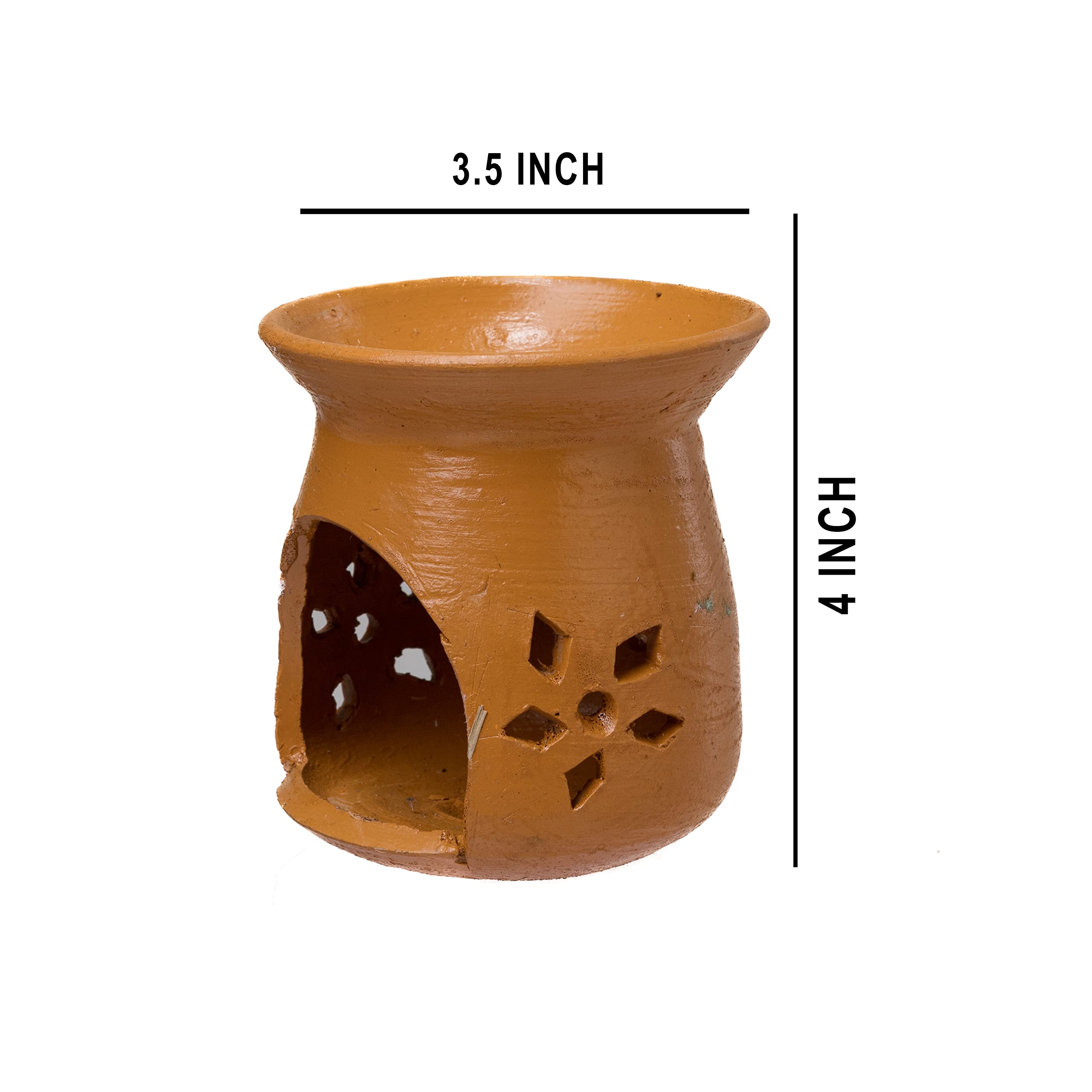 Karru Krafft Handcrafted Terracotta Oil Diffuser/Kapoor Burner/Candle Holder Set of 2 for Home Fragrance, Pooja Decor, Diwali Decor, Home Decor,Festive Gifting,(KK-217999OILDIFFUSERSET) - Image 5 thumbnail