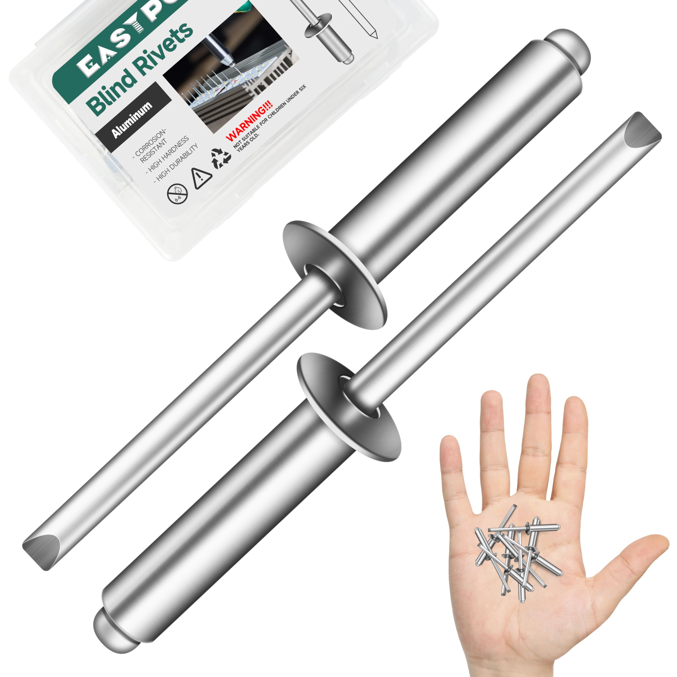 Aluminum Blind Rivets - 150 Pcs (1/4" x 1/2") -27