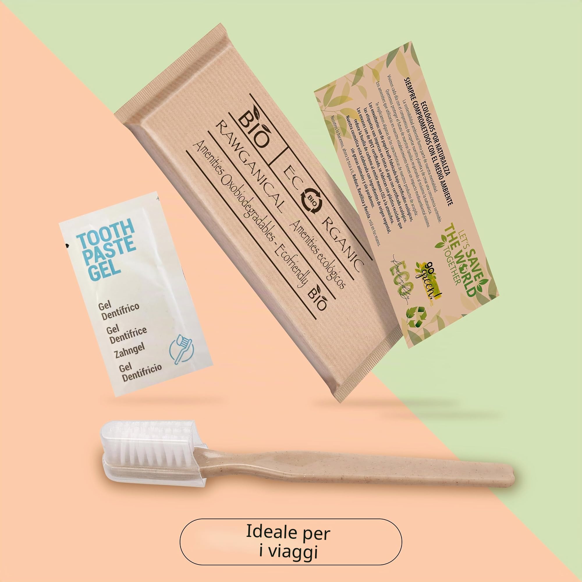 50 kit di igiene orale con spazzolino e dentifricio | Kit ecologico confezionato singolarmente | Perfetto per hotel, viaggi e ospiti | 50 set di igiene dentale
