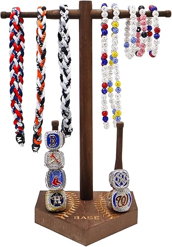 Wooden Baseball or Softball Drip Necklace Organizer Holder - Baseball Gifts For Teens