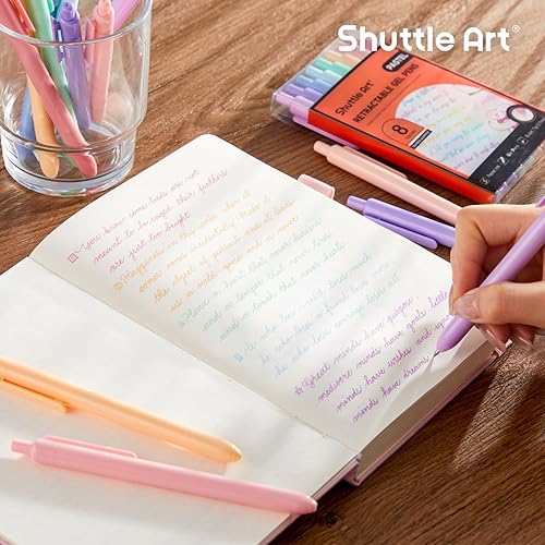 Vista 47 de Shuttle Art Bolígrafos retráctiles de tinta de gel pastel, paquete de 11 bolígrafos de tinta negra, bonitos bolígrafos de 0.020 in de punta fina 11