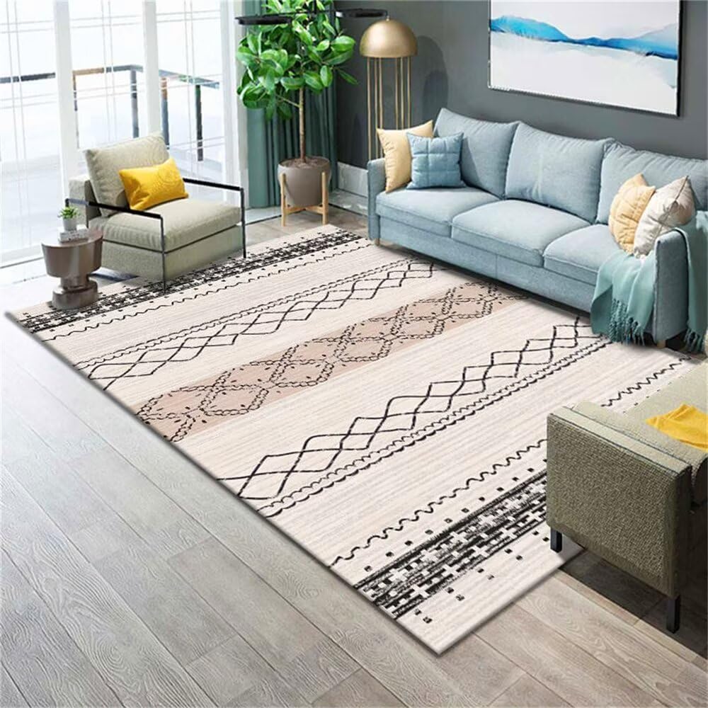 Tapis de restaurant design géométrique gris 200X260CM au confort durable