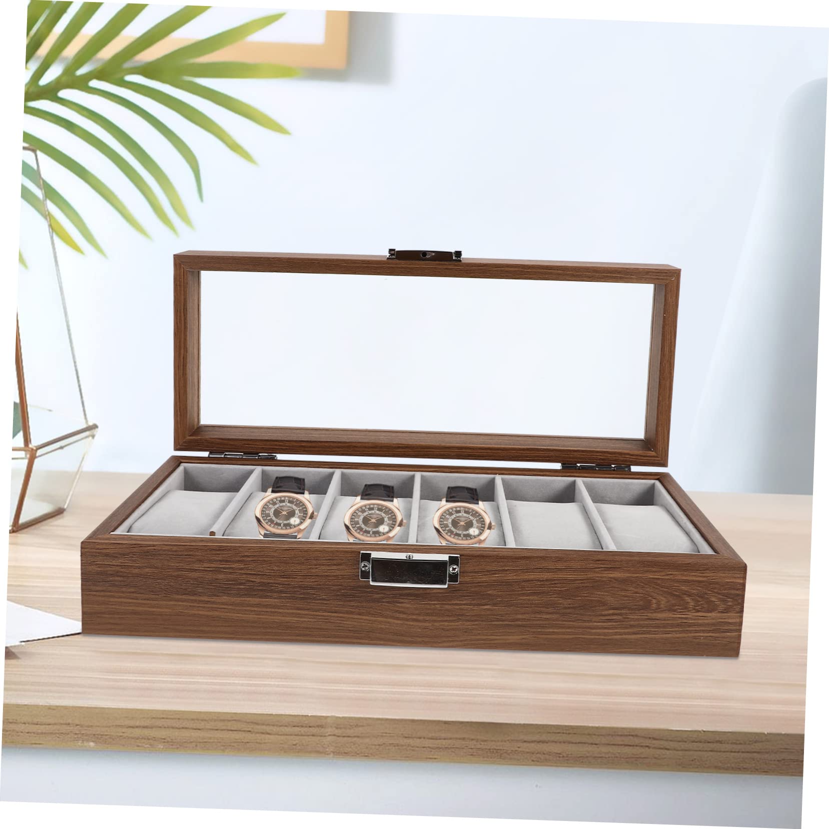Beaupretty Scatola per Orologi in Legno 6 Scomparti, Organizer Delicato per Esposizione e Protezione, per Negozio di Gioielli e Collezione Personale