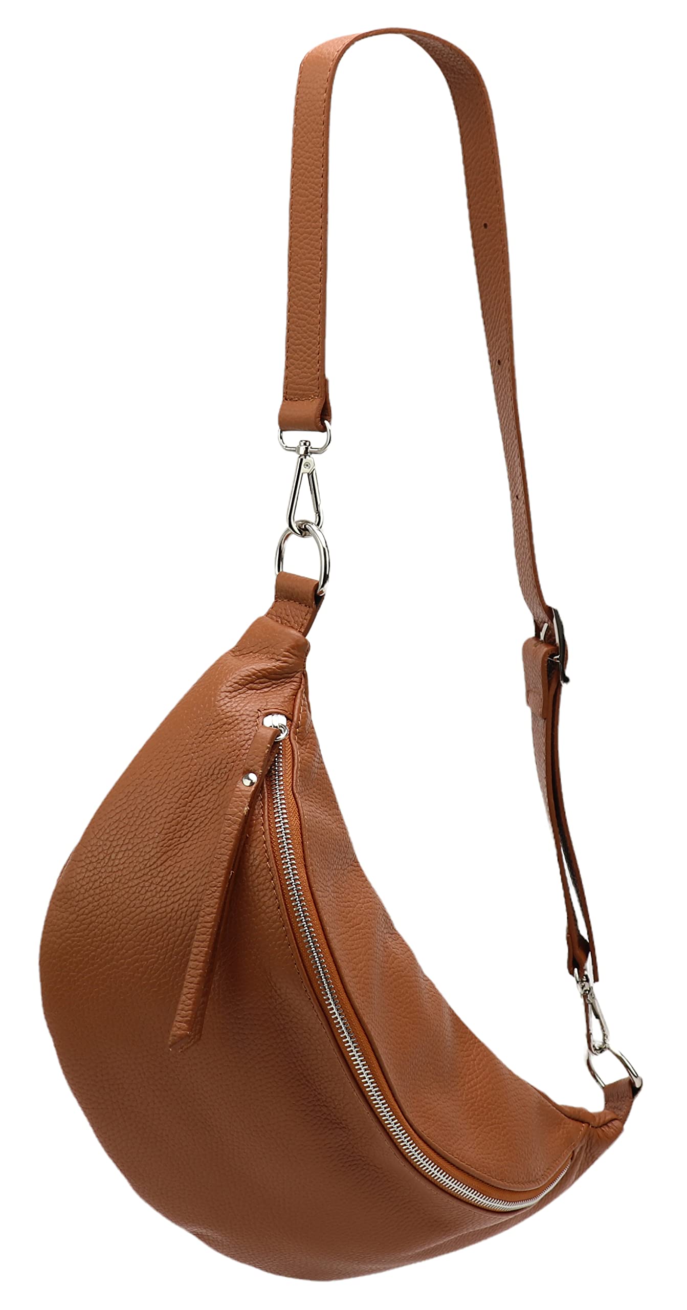 SH Leder Greta G747 Echt leren borsttas voor dames, uniseks, voor festivals, reizen, middelgrote heuptas, crossbody bag, verstelbare verstelbare schouderriem, lederen tas, 37 x 21 cm, zwart, Gross