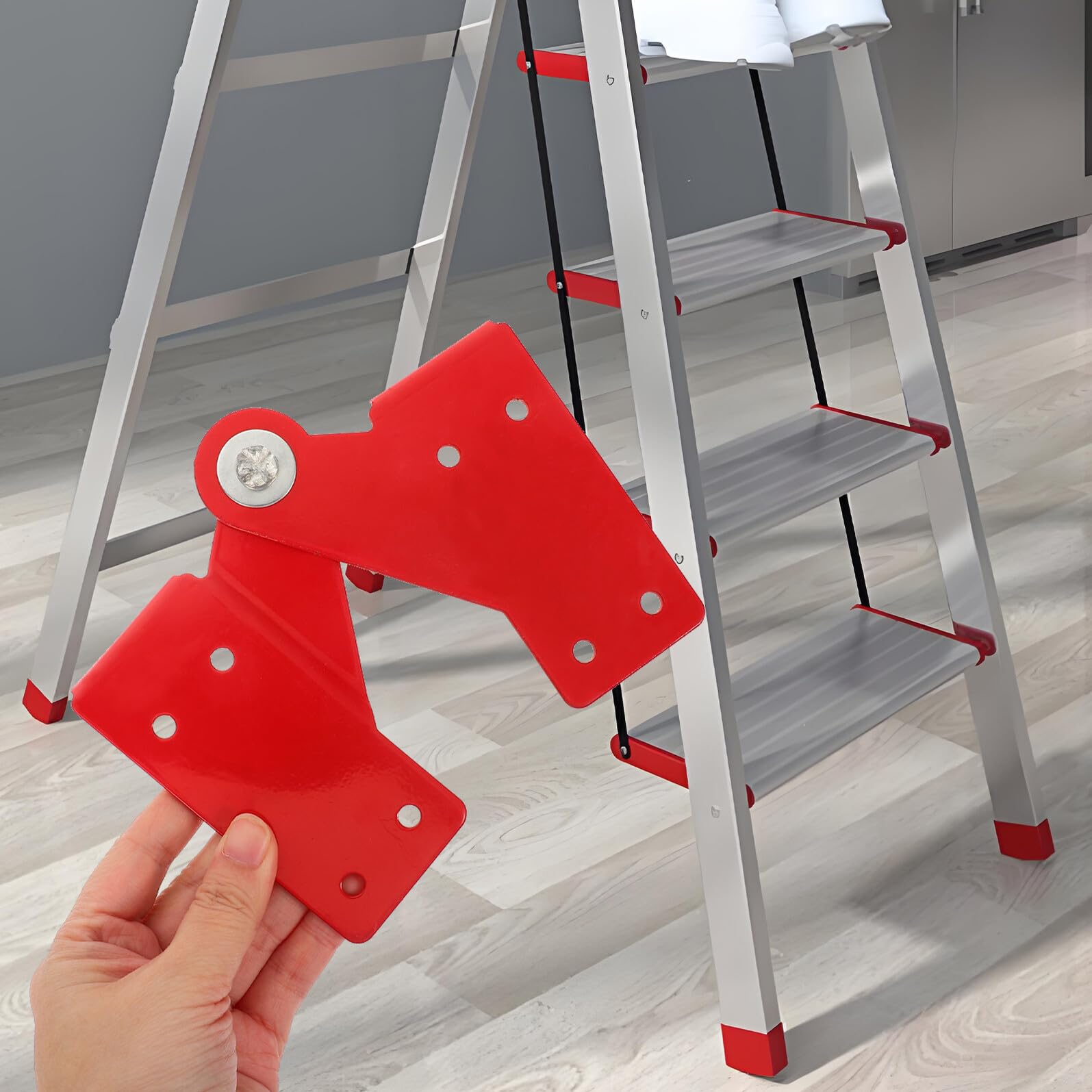 Bisagra Metálica para Escaleras de Ático de Aluminio Coner de Junta Plegable Reforzado Bisagra Gr Roja Tornillos y Varilla Accesorios para Escaleras Pequeñas y Plegables