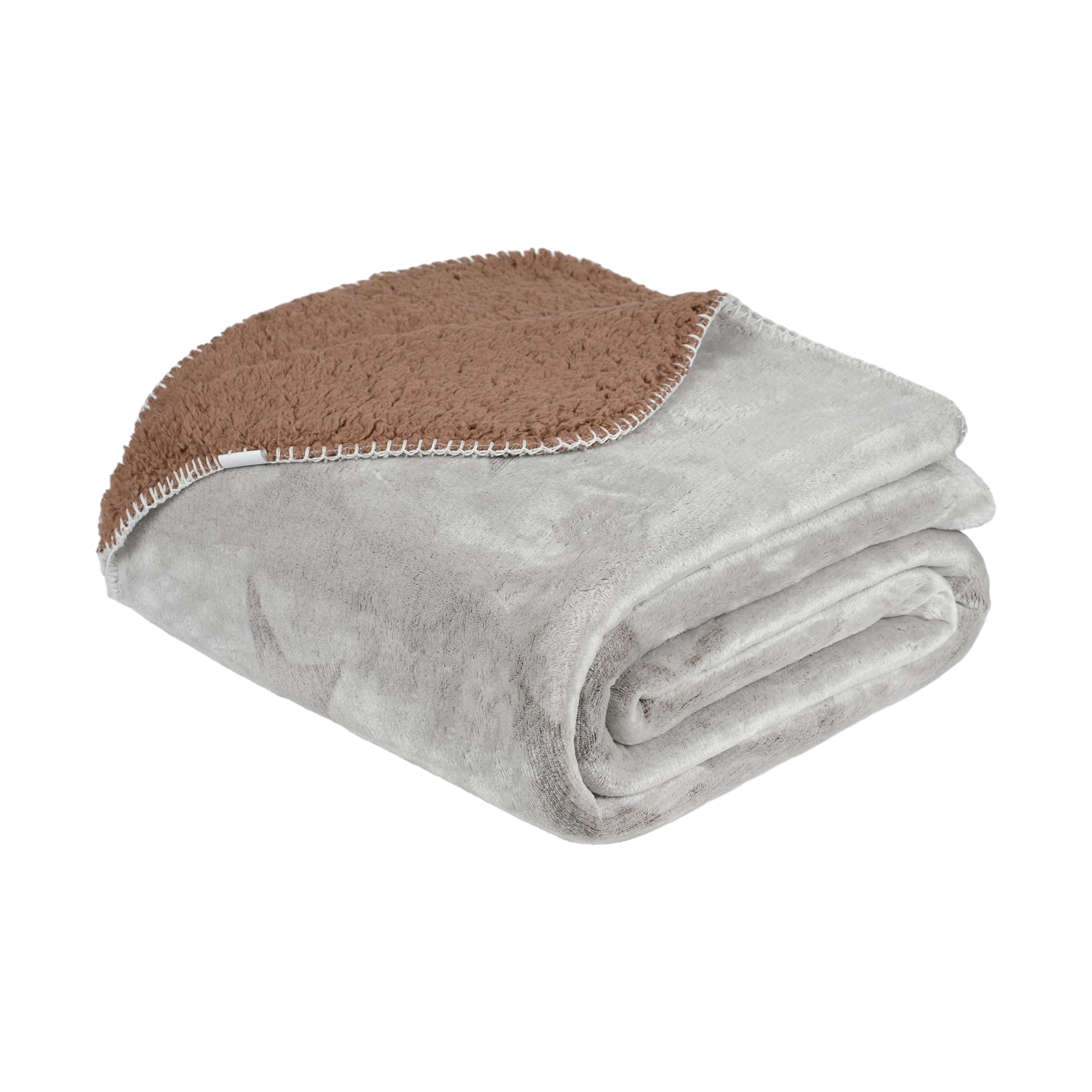 Manta Sherpa Polar Gruesa y Cálida para Sofá y Cama – Blanket Reversible con Franela Suave y Borreguito - Cobija Ideal para Invierno, 100% Microfibra Esponjosa ( Color Estrellas Marron, 130x160cm )