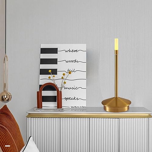 Miniatura 4 de Lámpara de mesa de metal retro, con carga USB, protección ocular táctil, inalámbrica, lámpara de vela inalámbrica, luces ambientales para mesa de